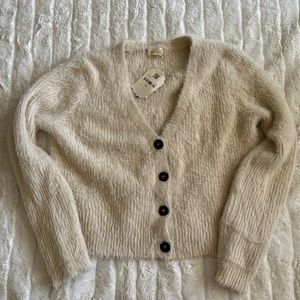 Altar'd State cream soft & fuzzy sweater with buttons